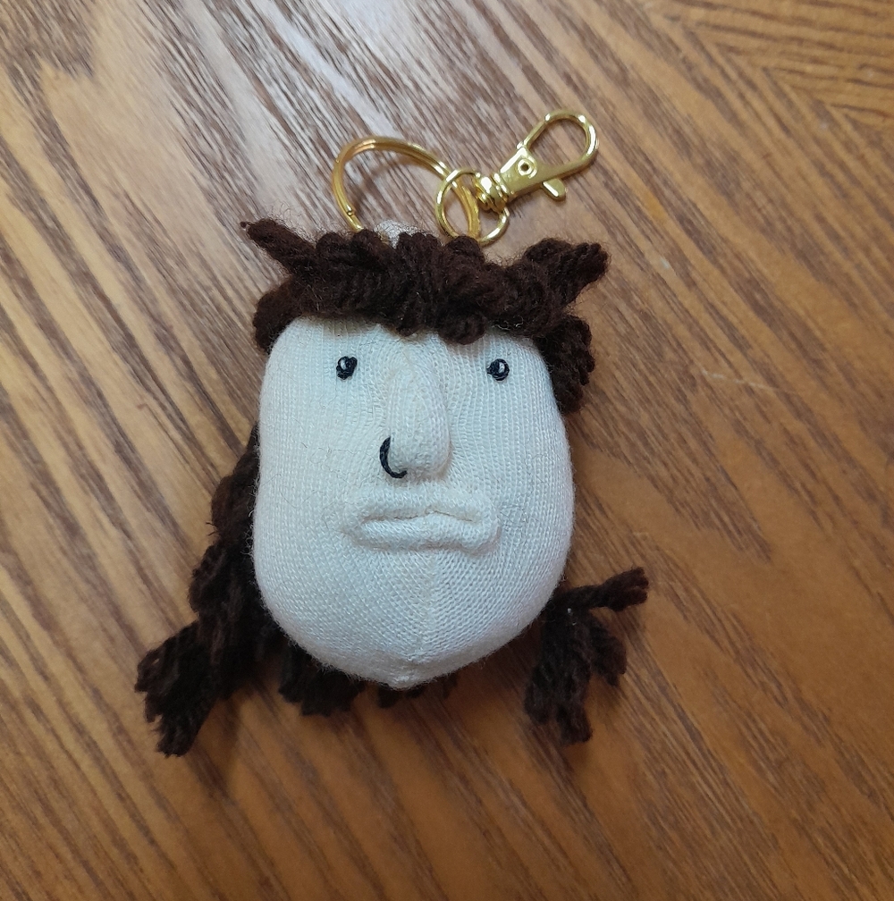 Cool Brown Boy Keychain With Nose Ring NWT Size:OS Handmade